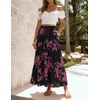 image:imageZESICA Womens 2026 Summer Bohemian Floral Printed Elastic Waist A Line Maxi Skirt with PocketsBlackrose