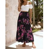 image:imageZESICA Womens 2026 Summer Bohemian Floral Printed Elastic Waist A Line Maxi Skirt with PocketsBlackrose