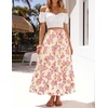 image:imageZESICA Womens 2026 Summer Bohemian Floral Printed Elastic Waist A Line Maxi Skirt with PocketsLightapricot