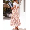 image:imageZESICA Womens 2026 Summer Bohemian Floral Printed Elastic Waist A Line Maxi Skirt with PocketsLightapricot