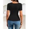 image:imageZESICA Womens Summer Asymmetrical T Shirts 2026 Short Sleeve Ruched Slim Y2K Going Out Tops Dressy Casual Fashion OutfitsBlack