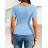 image:imageZESICA Womens Summer Asymmetrical T Shirts 2026 Short Sleeve Ruched Slim Y2K Going Out Tops Dressy Casual Fashion OutfitsBlue