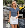 image:imageZESICA Womens Summer Asymmetrical T Shirts 2026 Short Sleeve Ruched Slim Y2K Going Out Tops Dressy Casual Fashion OutfitsDustyblue