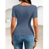image:imageZESICA Womens Summer Asymmetrical T Shirts 2026 Short Sleeve Ruched Slim Y2K Going Out Tops Dressy Casual Fashion OutfitsDustyblue