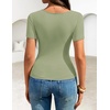 image:imageZESICA Womens Summer Asymmetrical T Shirts 2026 Short Sleeve Ruched Slim Y2K Going Out Tops Dressy Casual Fashion OutfitsLight Green