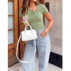 image:imageZESICA Womens Summer Asymmetrical T Shirts 2026 Short Sleeve Ruched Slim Y2K Going Out Tops Dressy Casual Fashion OutfitsLight Green