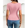 image:imageZESICA Womens Summer Asymmetrical T Shirts 2026 Short Sleeve Ruched Slim Y2K Going Out Tops Dressy Casual Fashion OutfitsPink