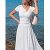image:imageZESICA Womens Summer Asymmetrical T Shirts 2026 Short Sleeve Ruched Slim Y2K Going Out Tops Dressy Casual Fashion OutfitsWhite