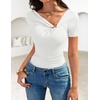 image:imageZESICA Womens Summer Asymmetrical T Shirts 2026 Short Sleeve Ruched Slim Y2K Going Out Tops Dressy Casual Fashion OutfitsWhite
