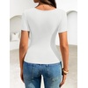 image:imageZESICA Womens Summer Asymmetrical T Shirts 2026 Short Sleeve Ruched Slim Y2K Going Out Tops Dressy Casual Fashion OutfitsWhite