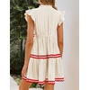 image:imageZESICA Womens Summer Casual Mini Dress 2026 V Neck Flutter Short Sleeve Striped Ruffle A Line Beach Vacation DressesApricot