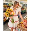 image:imageZESICA Womens Summer Casual Mini Dress 2026 V Neck Flutter Short Sleeve Striped Ruffle A Line Beach Vacation DressesApricot