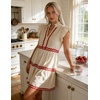 image:imageZESICA Womens Summer Casual Mini Dress 2026 V Neck Flutter Short Sleeve Striped Ruffle A Line Beach Vacation DressesApricot
