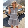 image:imageZESICA Womens Summer Casual Mini Dress 2026 V Neck Flutter Short Sleeve Striped Ruffle A Line Beach Vacation DressesBlack