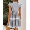 image:imageZESICA Womens Summer Casual Mini Dress 2026 V Neck Flutter Short Sleeve Striped Ruffle A Line Beach Vacation DressesBlack