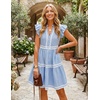 image:imageZESICA Womens Summer Casual Mini Dress 2026 V Neck Flutter Short Sleeve Striped Ruffle A Line Beach Vacation DressesBlue