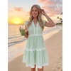 image:imageZESICA Womens Summer Casual Mini Dress 2026 V Neck Flutter Short Sleeve Striped Ruffle A Line Beach Vacation DressesGreen