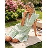 image:imageZESICA Womens Summer Casual Mini Dress 2026 V Neck Flutter Short Sleeve Striped Ruffle A Line Beach Vacation DressesGreen