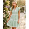 image:imageZESICA Womens Summer Casual Mini Dress 2026 V Neck Flutter Short Sleeve Striped Ruffle A Line Beach Vacation DressesGreen