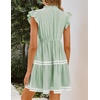 image:imageZESICA Womens Summer Casual Mini Dress 2026 V Neck Flutter Short Sleeve Striped Ruffle A Line Beach Vacation DressesGreen
