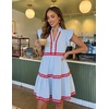 image:imageZESICA Womens Summer Casual Mini Dress 2026 V Neck Flutter Short Sleeve Striped Ruffle A Line Beach Vacation DressesLightblue