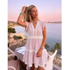 image:imageZESICA Womens Summer Casual Mini Dress 2026 V Neck Flutter Short Sleeve Striped Ruffle A Line Beach Vacation DressesPink