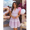image:imageZESICA Womens Summer Casual Mini Dress 2026 V Neck Flutter Short Sleeve Striped Ruffle A Line Beach Vacation DressesPurple