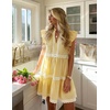 image:imageZESICA Womens Summer Casual Mini Dress 2026 V Neck Flutter Short Sleeve Striped Ruffle A Line Beach Vacation DressesYellow