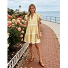 image:imageZESICA Womens Summer Casual Mini Dress 2026 V Neck Flutter Short Sleeve Striped Ruffle A Line Beach Vacation DressesYellow