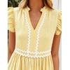 image:imageZESICA Womens Summer Casual Mini Dress 2026 V Neck Flutter Short Sleeve Striped Ruffle A Line Beach Vacation DressesYellow