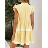 image:imageZESICA Womens Summer Casual Mini Dress 2026 V Neck Flutter Short Sleeve Striped Ruffle A Line Beach Vacation DressesYellow