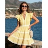 image:imageZESICA Womens Summer Casual Mini Dress 2026 V Neck Flutter Short Sleeve Striped Ruffle A Line Beach Vacation DressesYellow