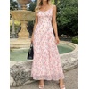 image:imageZESICA Womens Summer Floral Sleeveless Maxi Dress 2026 Boho Mesh Spaghetti Strap Flowy Beach Wedding Guest Long DressesApricot
