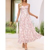 image:imageZESICA Womens Summer Floral Sleeveless Maxi Dress 2026 Boho Mesh Spaghetti Strap Flowy Beach Wedding Guest Long DressesApricot