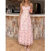 image:imageZESICA Womens Summer Floral Sleeveless Maxi Dress 2026 Boho Mesh Spaghetti Strap Flowy Beach Wedding Guest Long DressesApricot