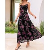 image:imageZESICA Womens Summer Floral Sleeveless Maxi Dress 2026 Boho Mesh Spaghetti Strap Flowy Beach Wedding Guest Long DressesBlack