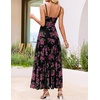 image:imageZESICA Womens Summer Floral Sleeveless Maxi Dress 2026 Boho Mesh Spaghetti Strap Flowy Beach Wedding Guest Long DressesBlack