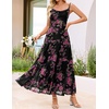 image:imageZESICA Womens Summer Floral Sleeveless Maxi Dress 2026 Boho Mesh Spaghetti Strap Flowy Beach Wedding Guest Long DressesBlack