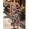 image:imageZESICA Womens Summer Floral Sleeveless Maxi Dress 2026 Boho Mesh Spaghetti Strap Flowy Beach Wedding Guest Long DressesBrown