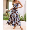 image:imageZESICA Womens Summer Floral Sleeveless Maxi Dress 2026 Boho Mesh Spaghetti Strap Flowy Beach Wedding Guest Long DressesBrown