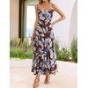 image:imageZESICA Womens Summer Floral Sleeveless Maxi Dress 2026 Boho Mesh Spaghetti Strap Flowy Beach Wedding Guest Long DressesBrown