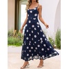 image:imageZESICA Womens Summer Floral Sleeveless Maxi Dress 2026 Boho Mesh Spaghetti Strap Flowy Beach Wedding Guest Long DressesNavy