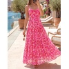 image:imageZESICA Womens Summer Floral Sleeveless Maxi Dress 2026 Boho Mesh Spaghetti Strap Flowy Beach Wedding Guest Long DressesRose