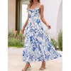 image:imageZESICA Womens Summer Floral Sleeveless Maxi Dress 2026 Boho Mesh Spaghetti Strap Flowy Beach Wedding Guest Long DressesWhiteblue