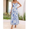 image:imageZESICA Womens Summer Floral Sleeveless Maxi Dress 2026 Boho Mesh Spaghetti Strap Flowy Beach Wedding Guest Long DressesWhiteblue