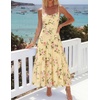 image:imageZESICA Womens Summer Floral Sleeveless Maxi Dress 2026 Boho Mesh Spaghetti Strap Flowy Beach Wedding Guest Long DressesYellow
