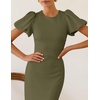 image:imageZESICA Womens Summer Short Sleeve Bodycon Midi Dress 2026 Spring Elegant Formal Wedding Guest Cocktail Party DressesArmygreen