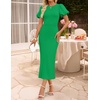 image:imageZESICA Womens Summer Short Sleeve Bodycon Midi Dress 2026 Spring Elegant Formal Wedding Guest Cocktail Party DressesGreen