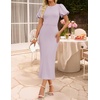 image:imageZESICA Womens Summer Short Sleeve Bodycon Midi Dress 2026 Spring Elegant Formal Wedding Guest Cocktail Party DressesLightpurple