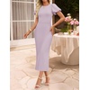 image:imageZESICA Womens Summer Short Sleeve Bodycon Midi Dress 2026 Spring Elegant Formal Wedding Guest Cocktail Party DressesLightpurple